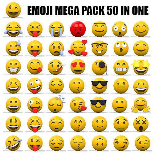 EMOJI MEGA PACK Low-poly 3D model