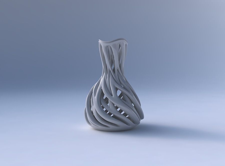 Vase curved hourglass slim with beveled intertwining lines tw... 3D print model_4