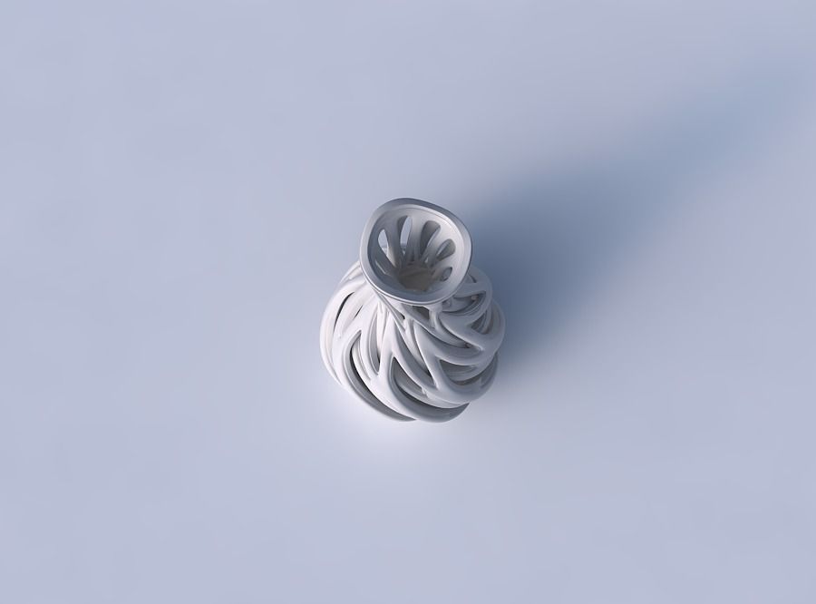 Vase curved hourglass slim with beveled intertwining lines tw... 3D print model_2