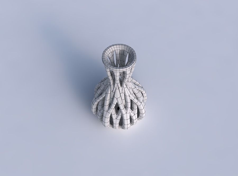 Vase curved hourglass slim with beveled intertwining lines ta... 3D print model_6