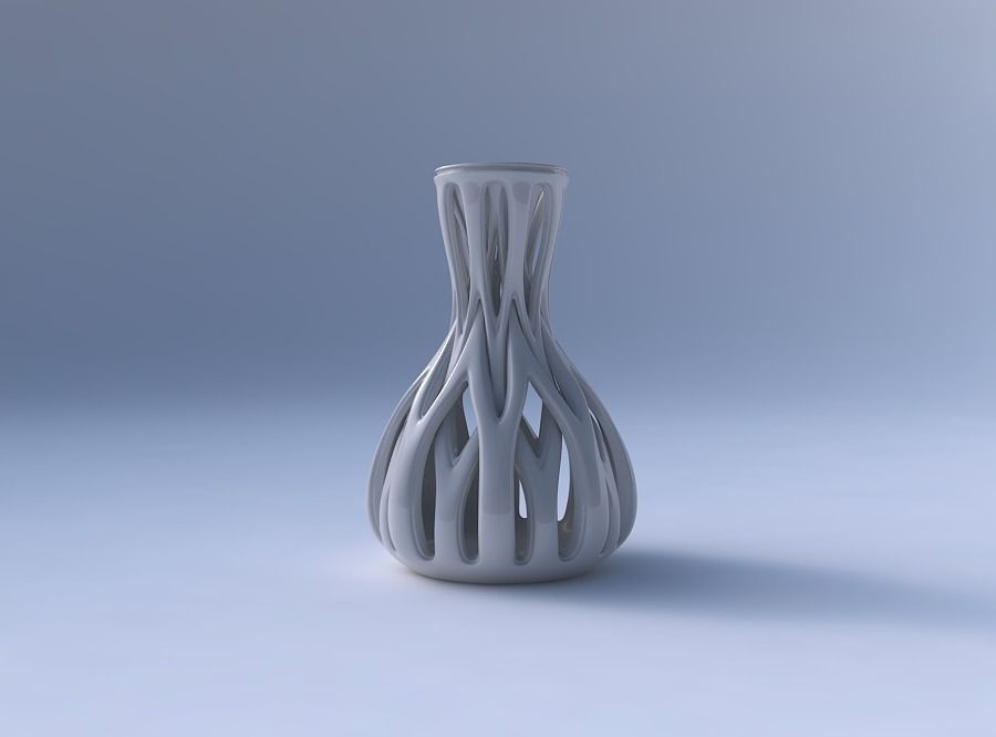 Vase curved hourglass slim with beveled intertwining lines ta... 3D print model_4