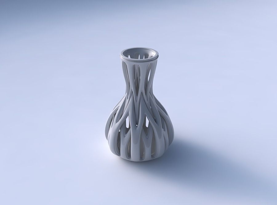 Vase curved hourglass slim with beveled intertwining lines ta... 3D print model_3