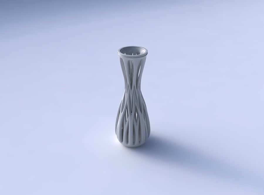 Vase curved hourglass slim with beveled intertwining lines ta... 3D print model_3