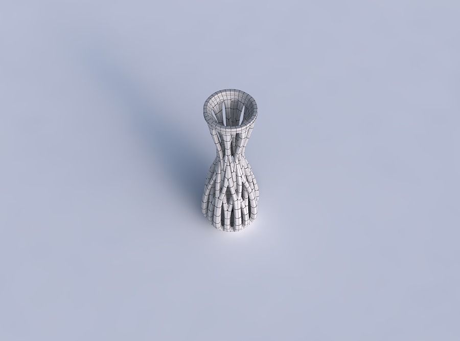 Vase curved hourglass slim with beveled intertwining lines ta... 3D print model_6