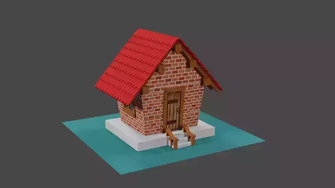 cartoon type brick  house textured 