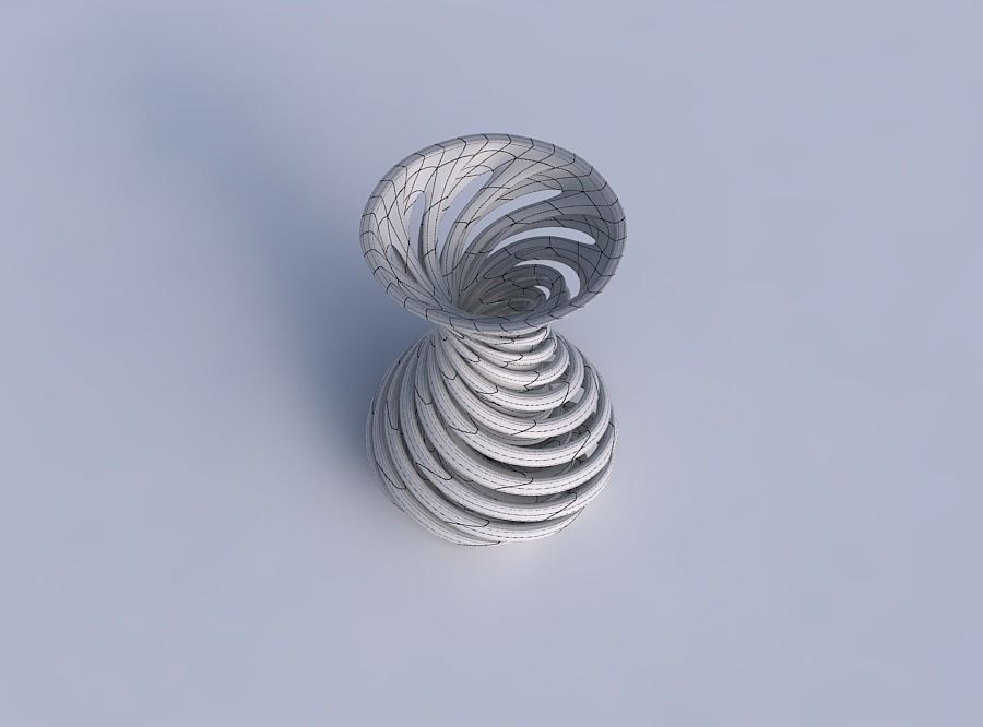 Vase curved funnel top with twisted two layered lines very tw... 3D print model_6