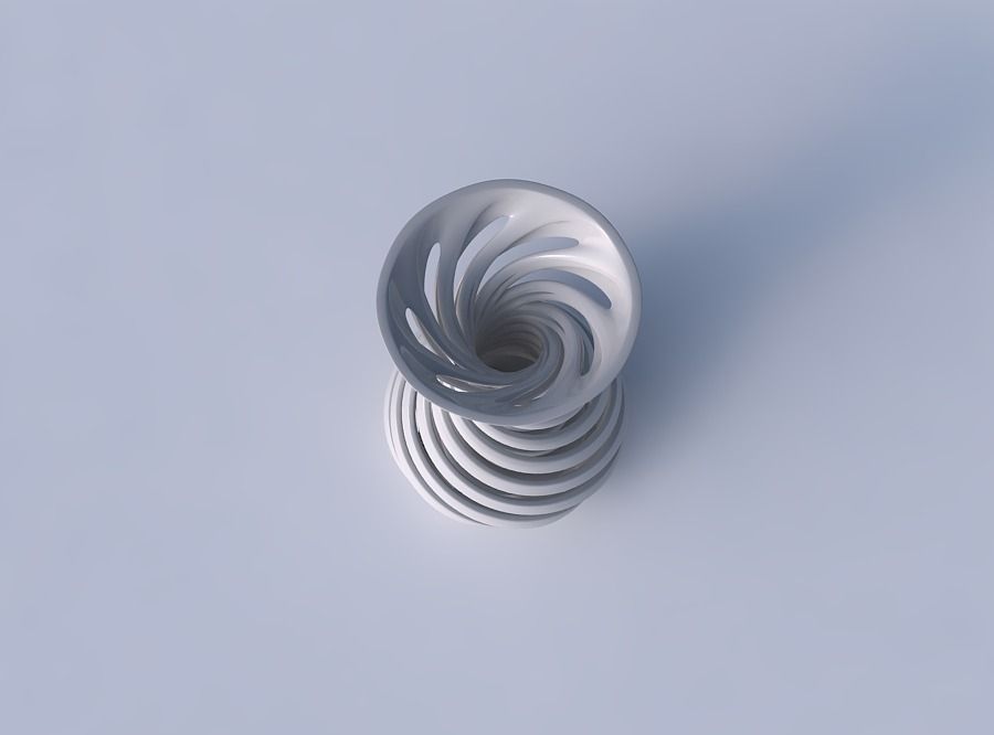 Vase curved funnel top with twisted two layered lines very tw... 3D print model_2
