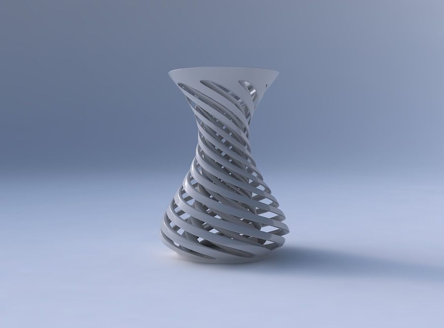 Vase curved funnel top with twisted two layered lines very tw... 3D print model_4