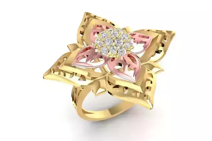 Luxury Star Flower Diamond Ring for Women 3D Model 2090