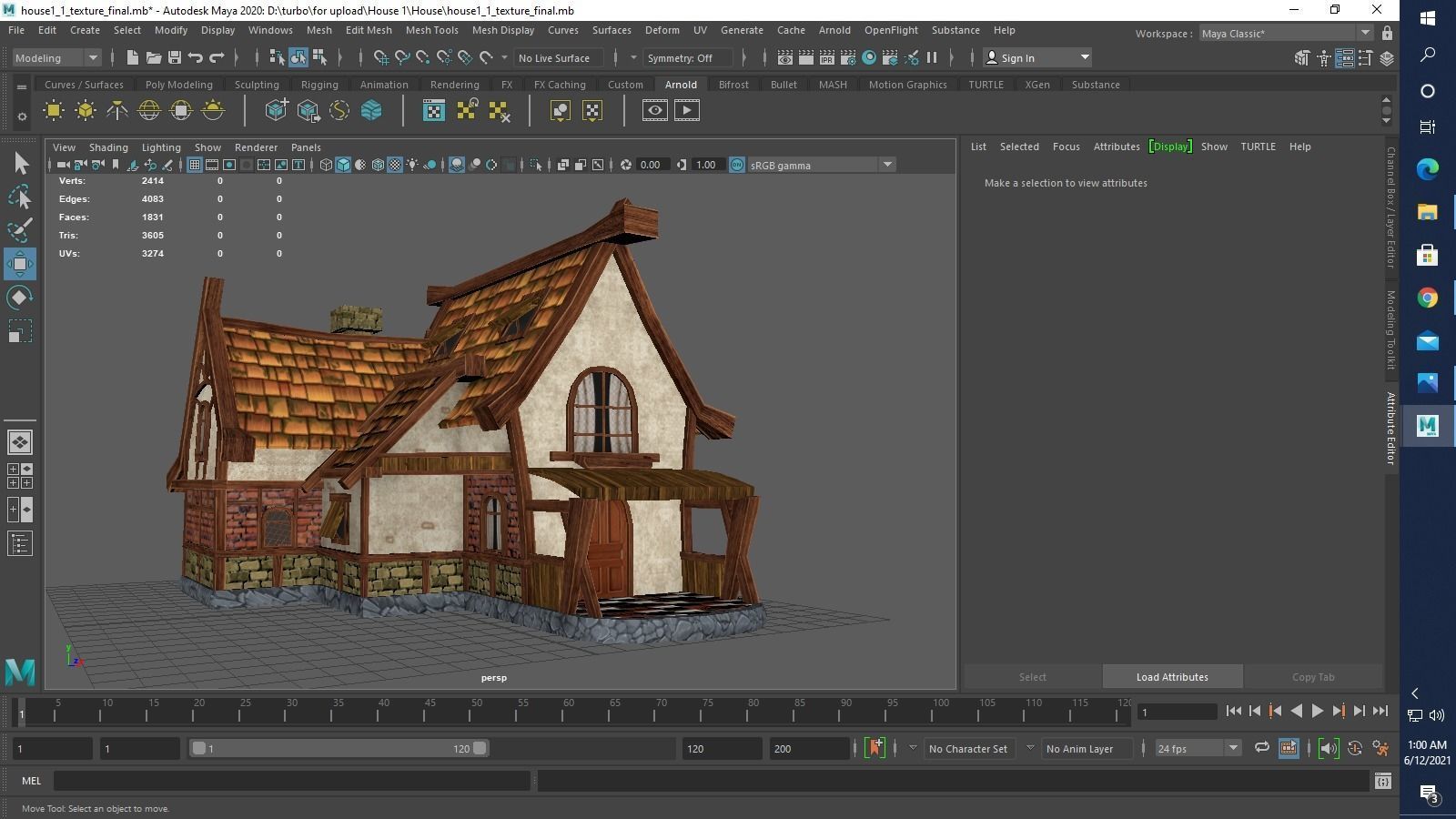 medieval old house Low-poly 3D model_4