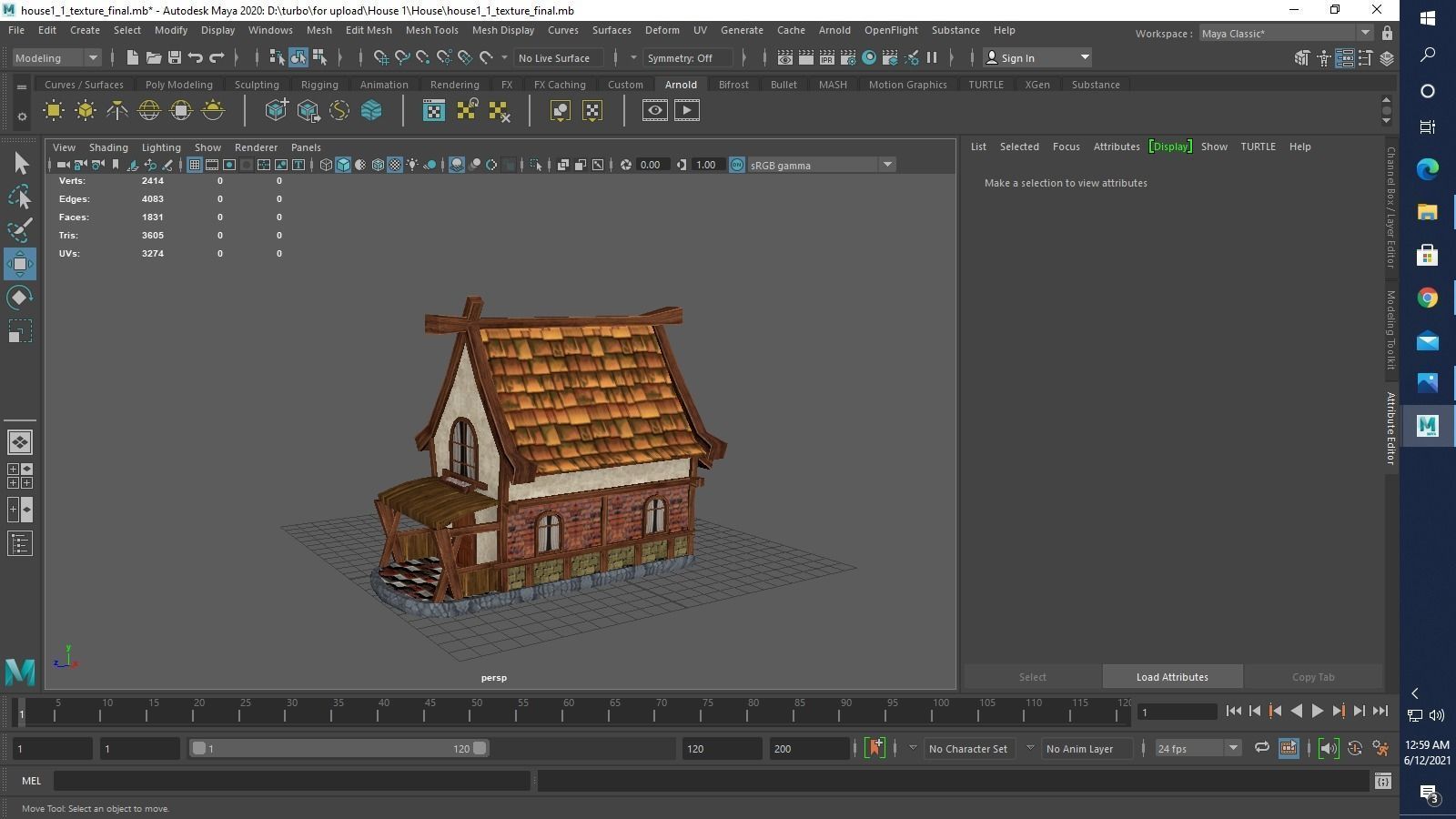 medieval old house Low-poly 3D model_6