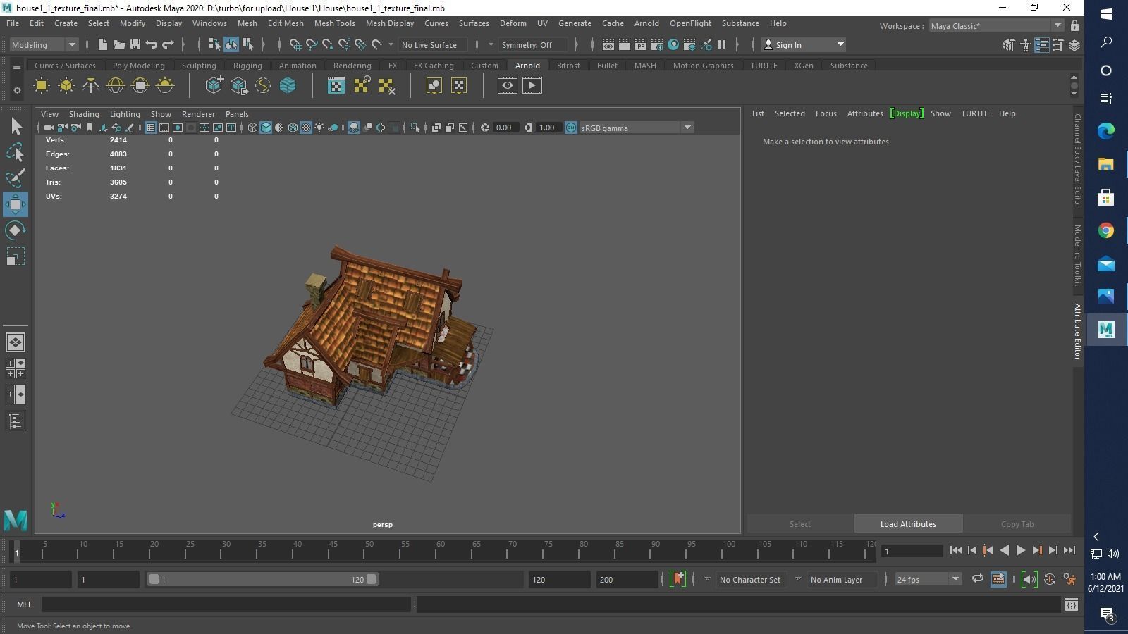 medieval old house Low-poly 3D model_9