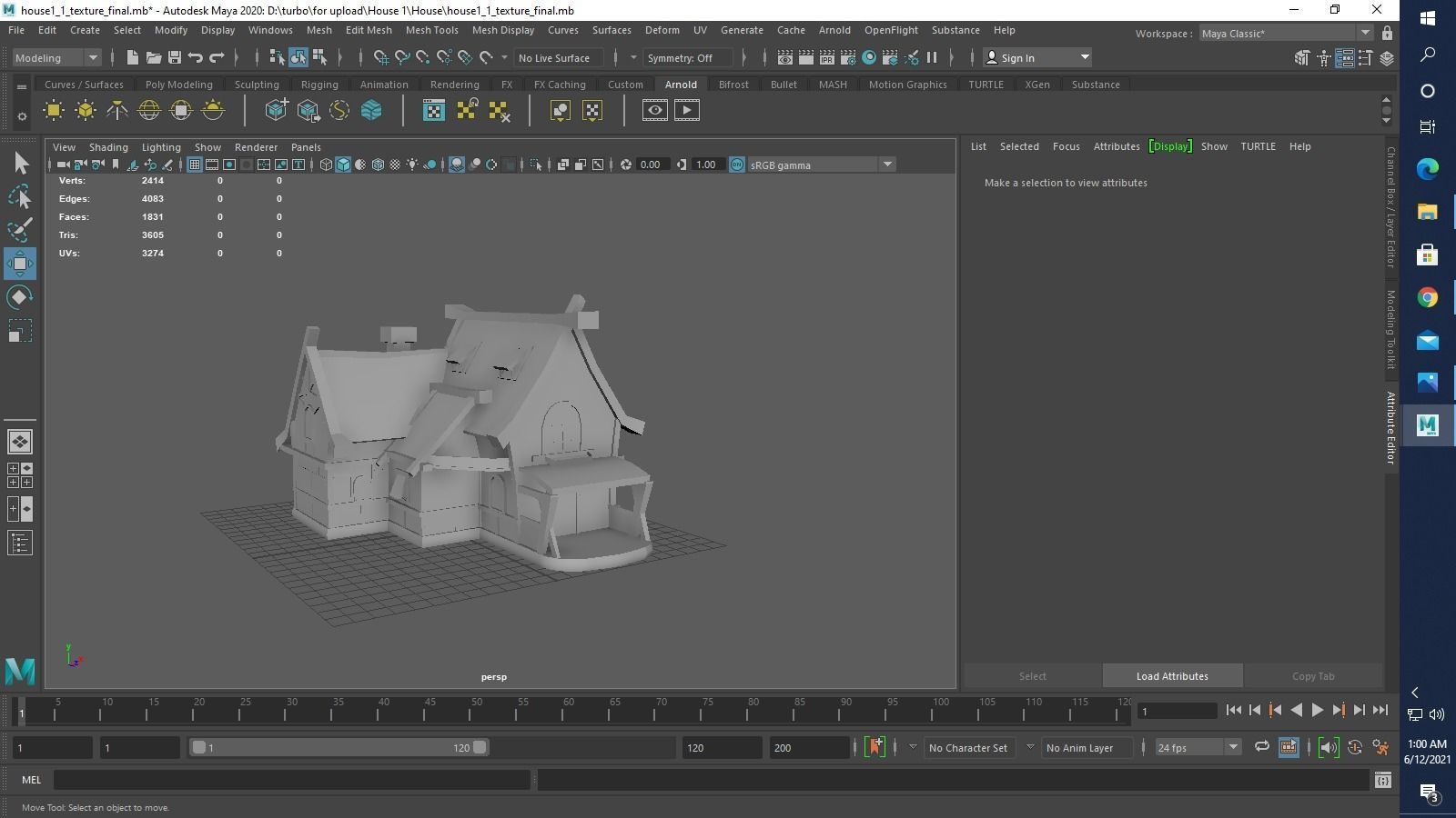 medieval old house Low-poly 3D model_11