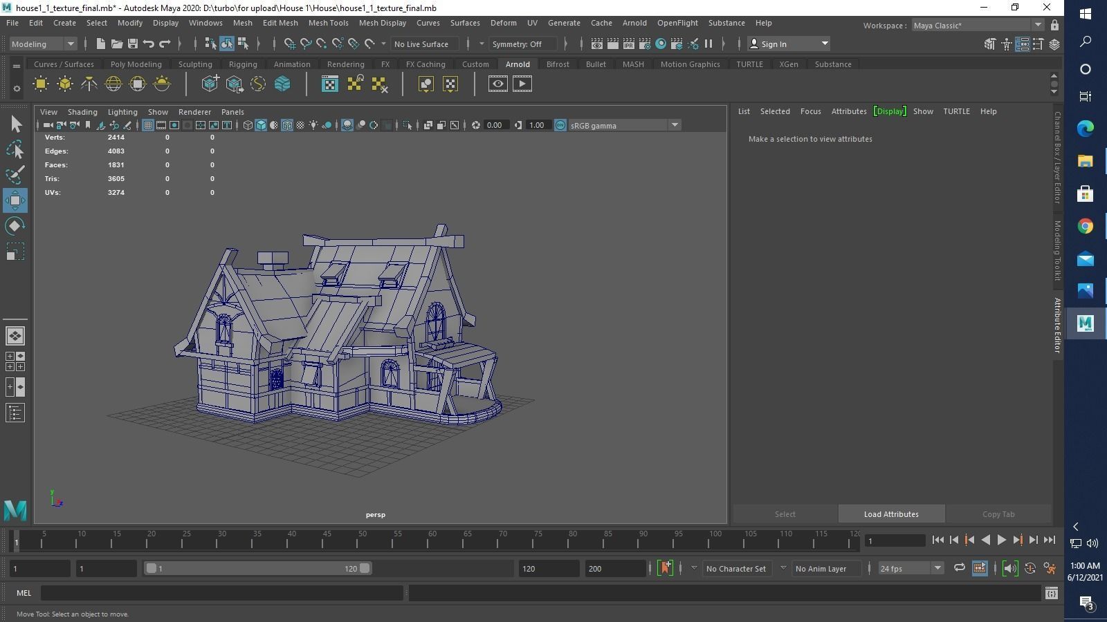 medieval old house Low-poly 3D model_10