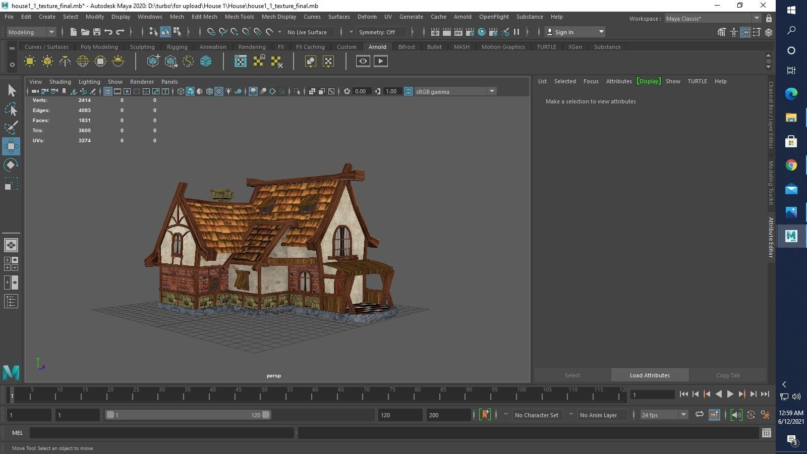 medieval old house Low-poly 3D model_7