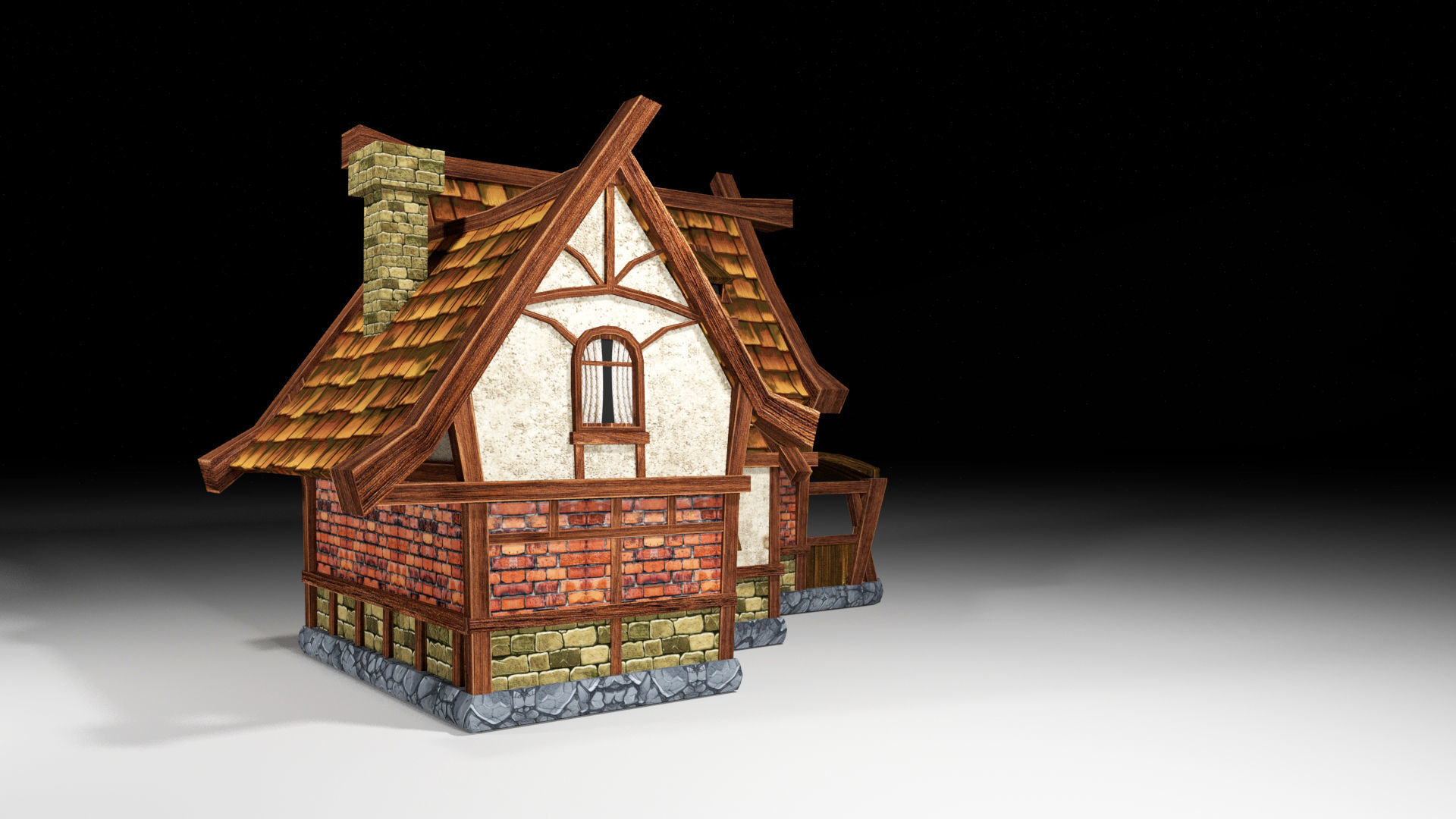medieval old house Low-poly 3D model_1
