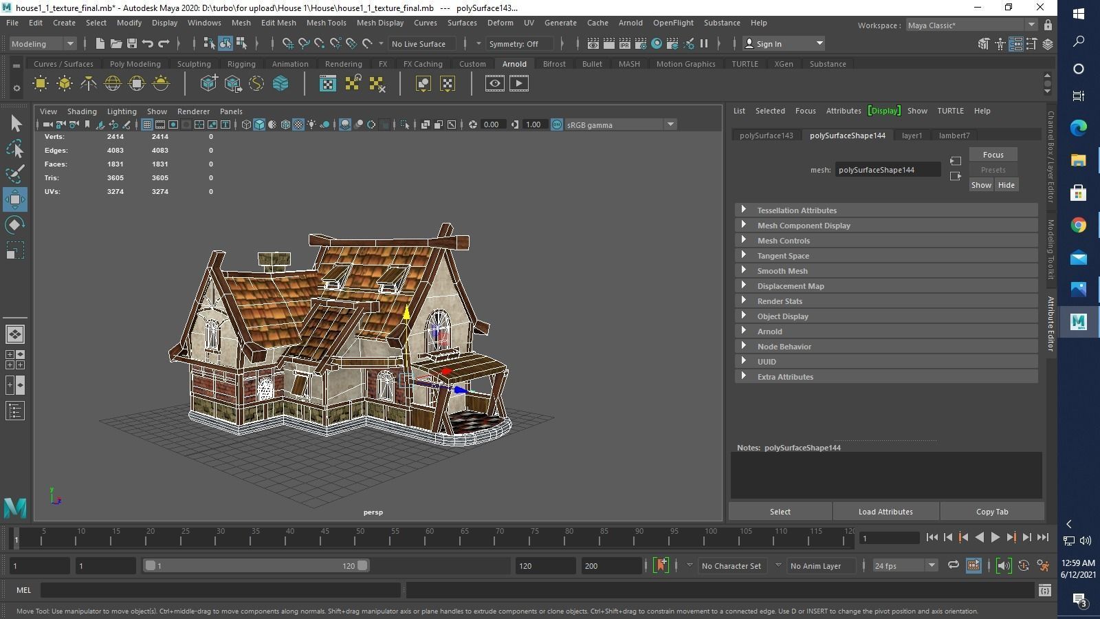 medieval old house Low-poly 3D model_5
