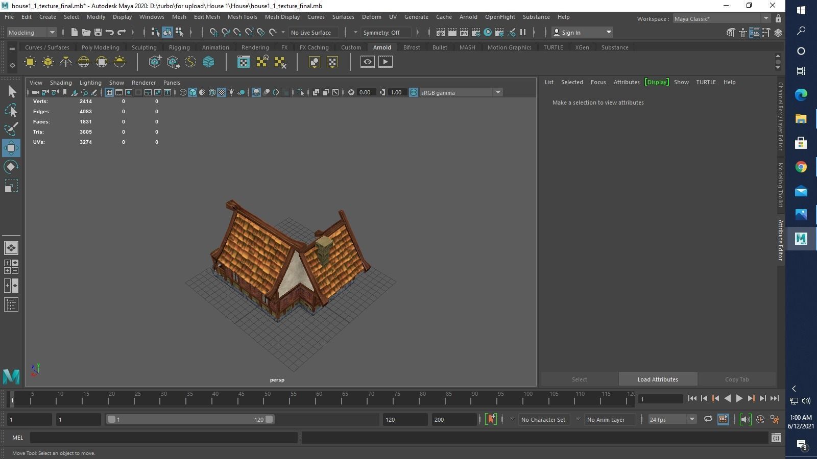 medieval old house Low-poly 3D model_12