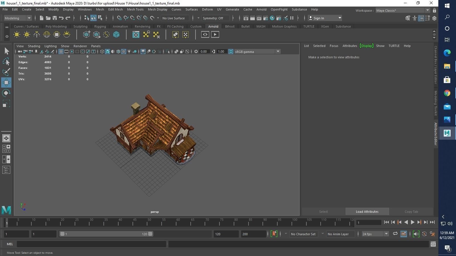 medieval old house Low-poly 3D model_8