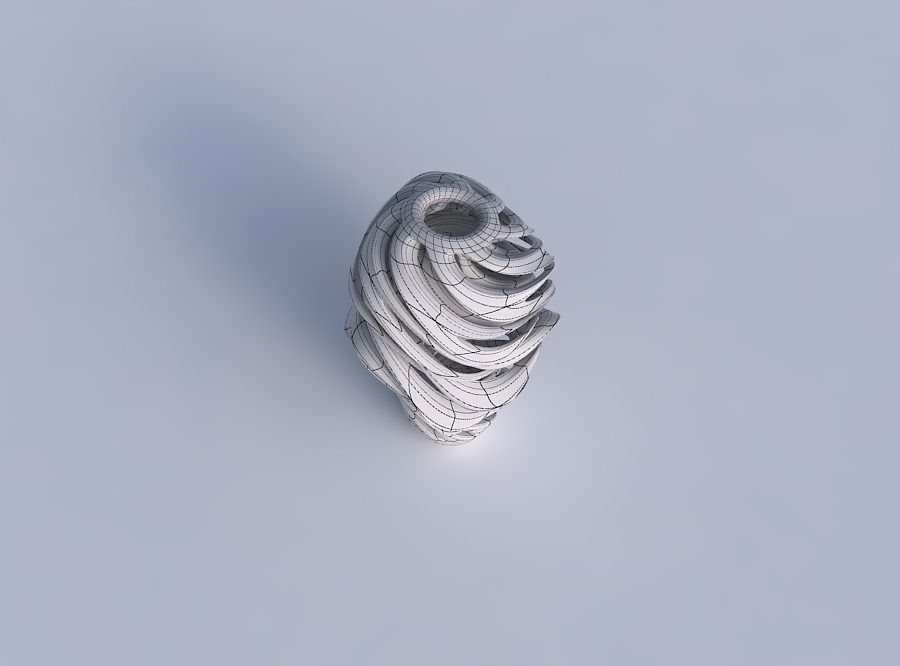 Vase curved big mushroom with intertwining lines very twisted... 3D print model_6