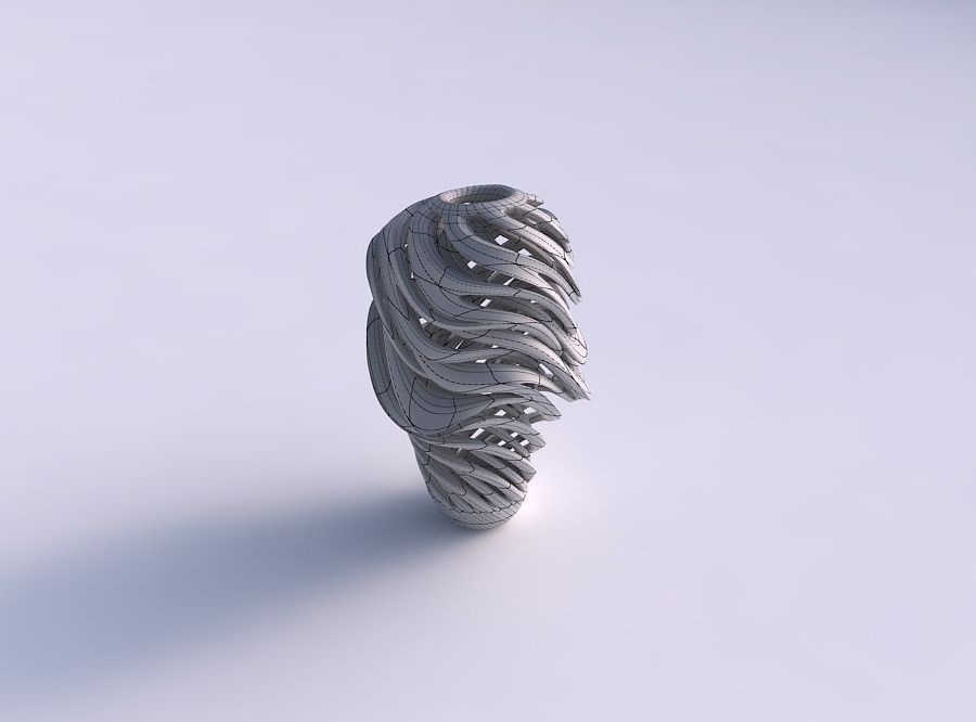 Vase curved big mushroom with intertwining lines very twisted... 3D print model_5