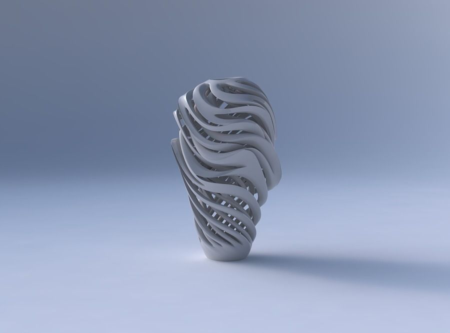 Vase curved big mushroom with intertwining lines very twisted... 3D print model_4