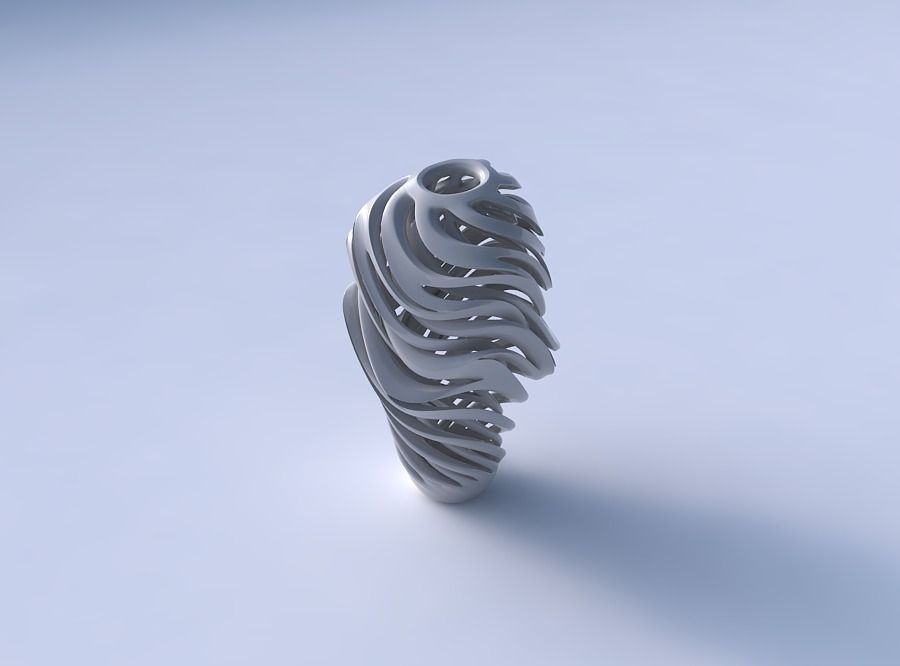 Vase curved big mushroom with intertwining lines very twisted... 3D print model_3