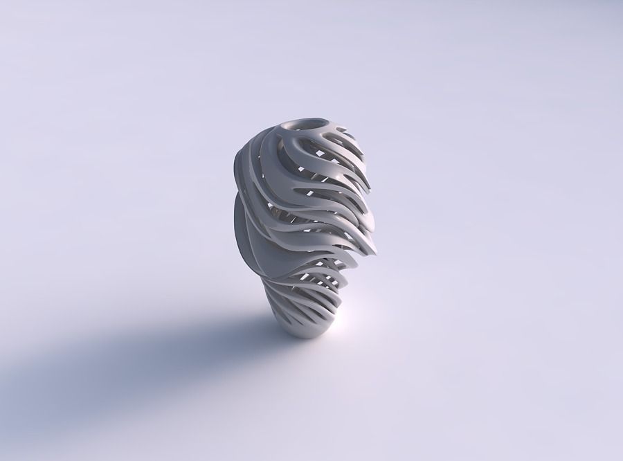 Vase curved big mushroom with intertwining lines very twisted... 3D print model_0
