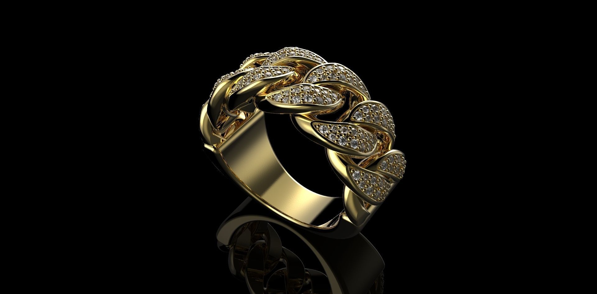Cuban rings with small diamonds 7 3D print model_2