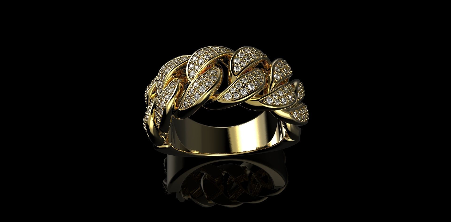 Cuban rings with small diamonds 7 3D print model_1