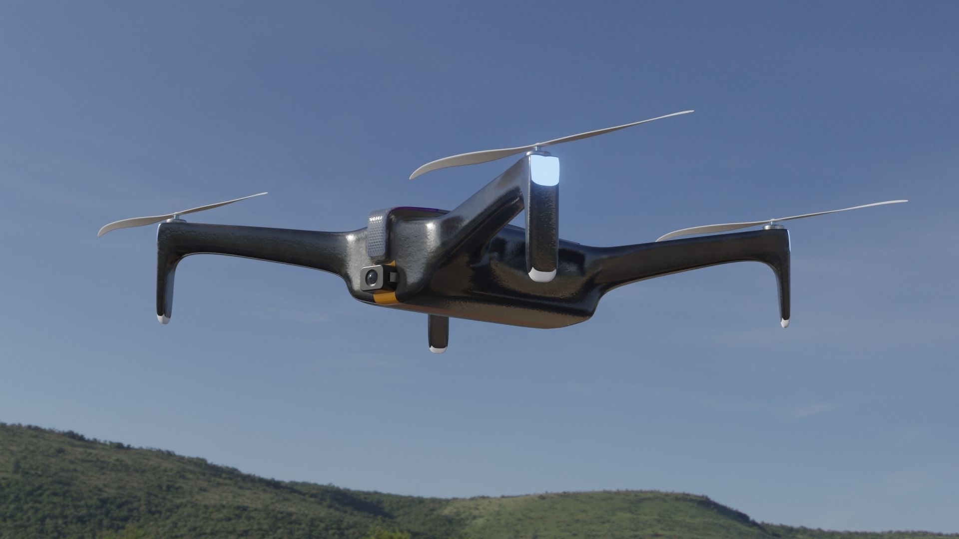 Drone dji phantom unmanned aerial vehicle Low-poly 3D model_9