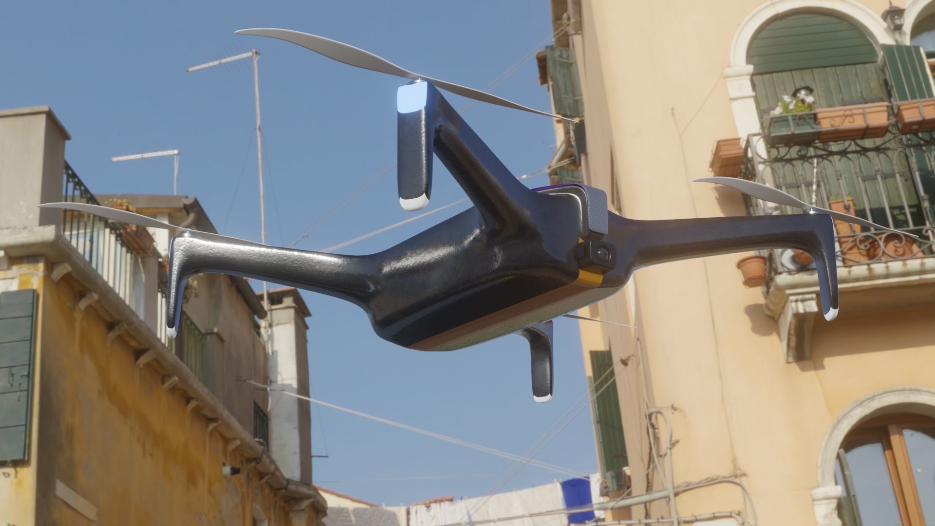 Drone dji phantom unmanned aerial vehicle Low-poly 3D model_3