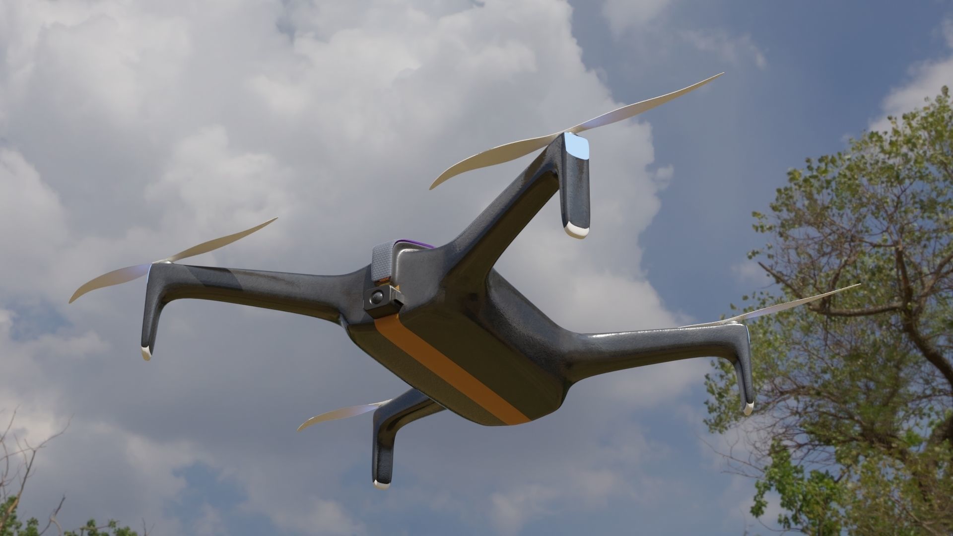 Drone dji phantom unmanned aerial vehicle Low-poly 3D model_2