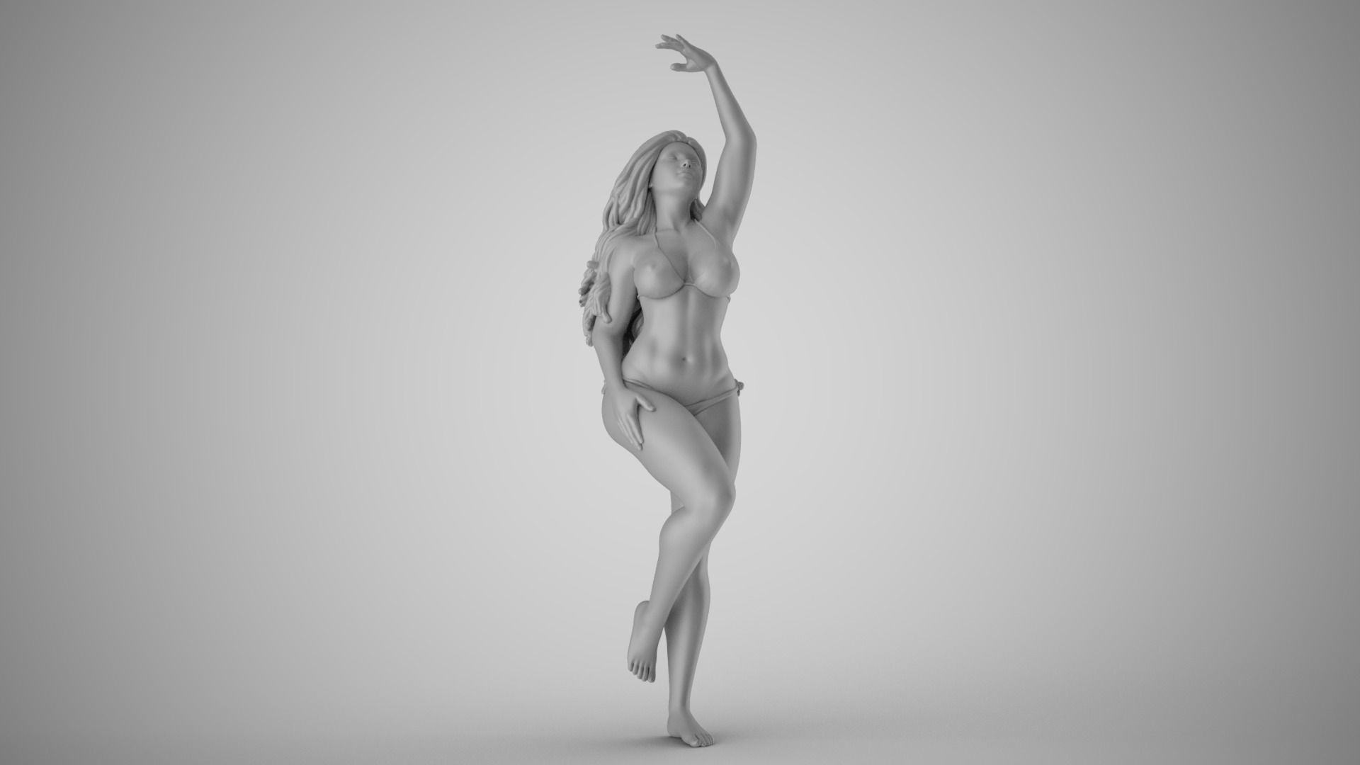 Girl Waiting for Wind 3D print model_2