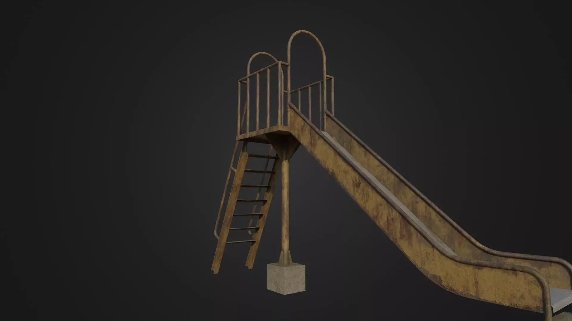 Old Worn Japanese Slide Low-poly 3D model
