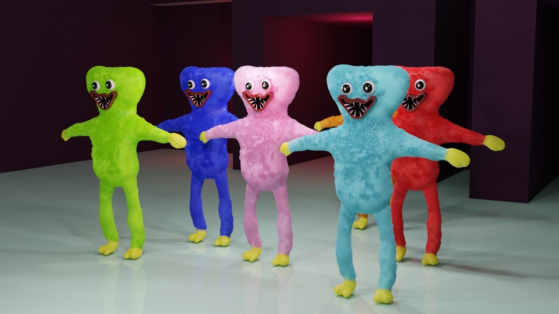 Wicked plush toy hagi wagi or hagi vagi different colors 3D model_0