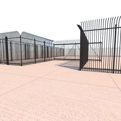 Security Fence And Rolling Gate 3D model