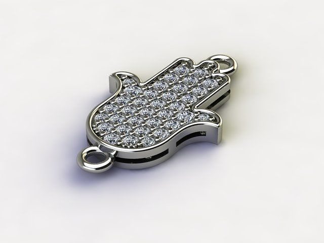 10129 silver hamsa charm with diamonds 3D print model