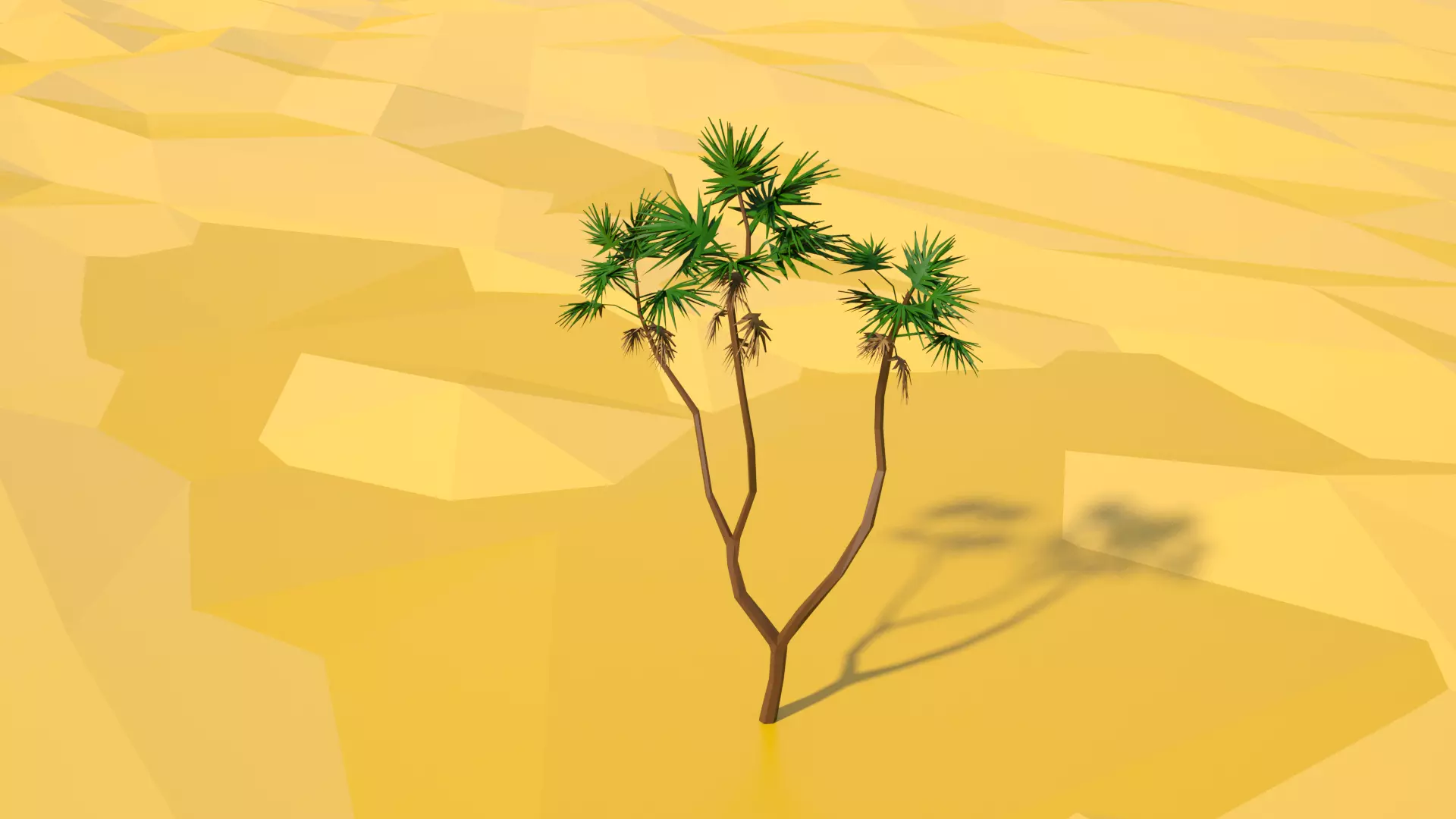 Hyphaene tree in desert Low-poly 3D model