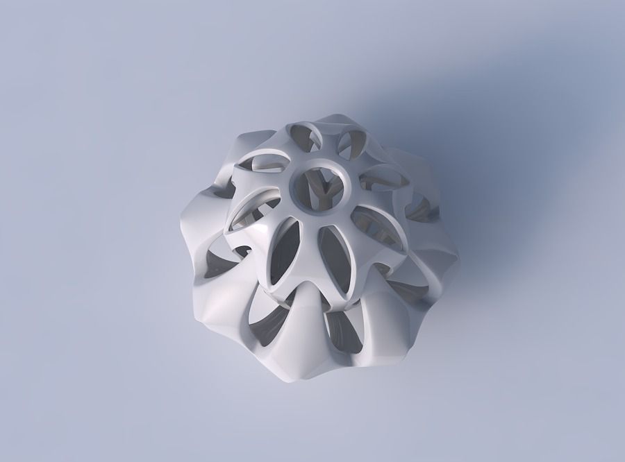 Vase curved big mushroom with intertwining lines tapered 2 3D print model_2