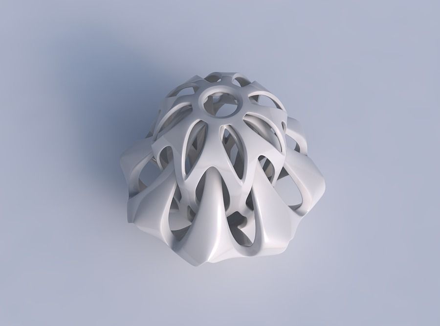 Vase curved big mushroom with intertwining lines tapered 2 3D print model_1