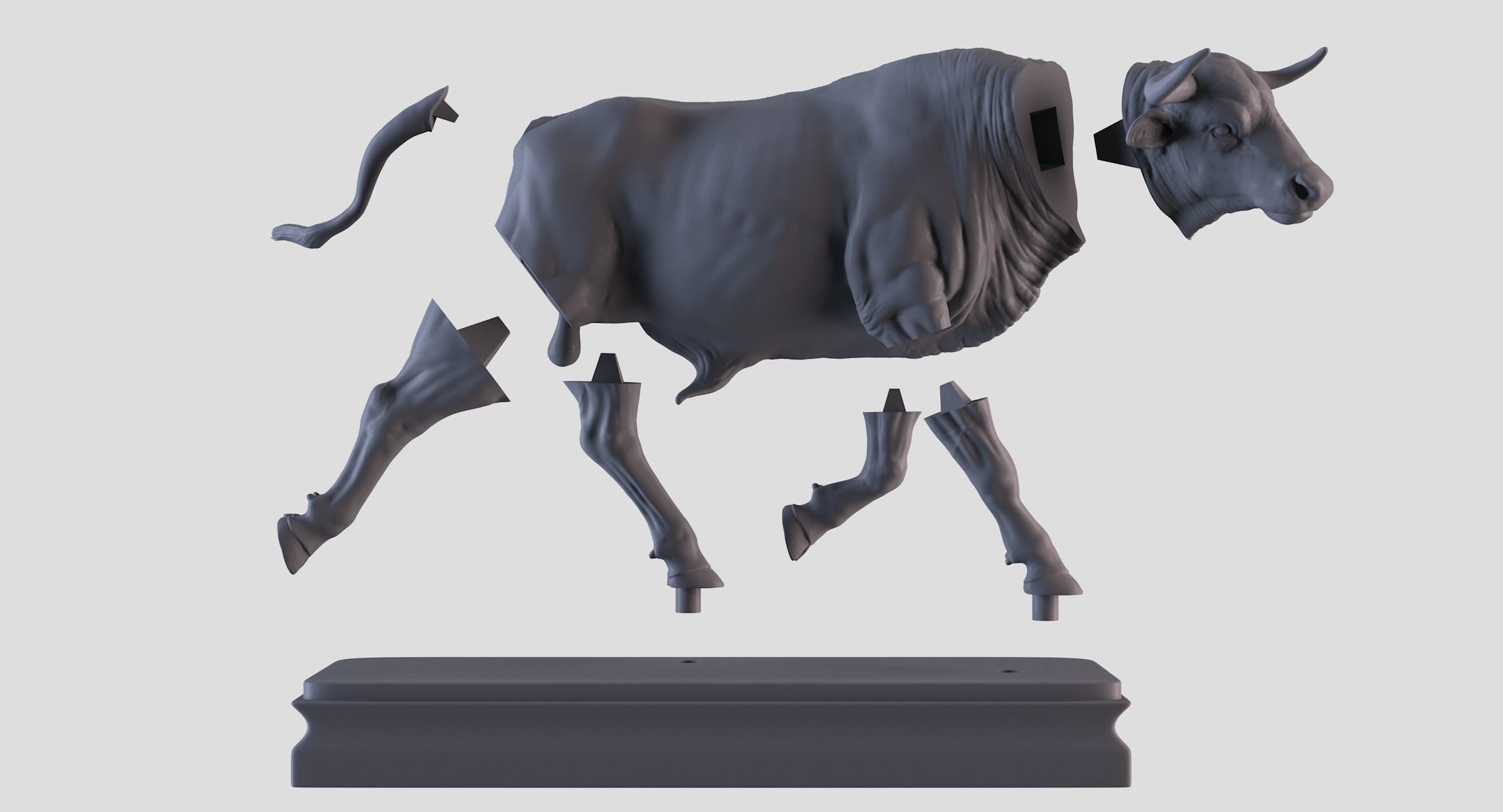 Bull Statue 3D print model_9