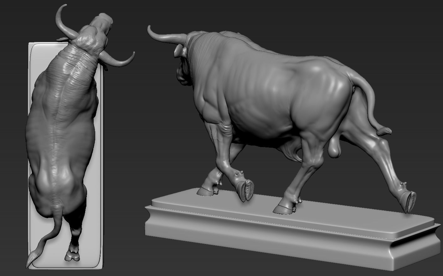 Bull Statue 3D print model_15