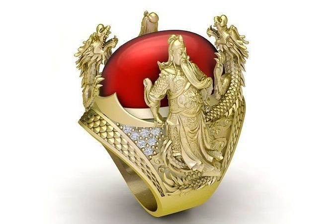 Guan Yu and Dragon Gold Ring 1955 3D print model