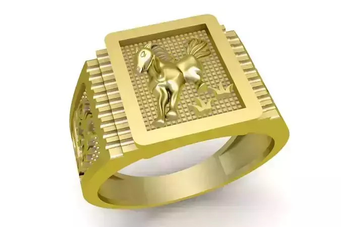 Luxury Horse Head Zodiac Men Ring 1958