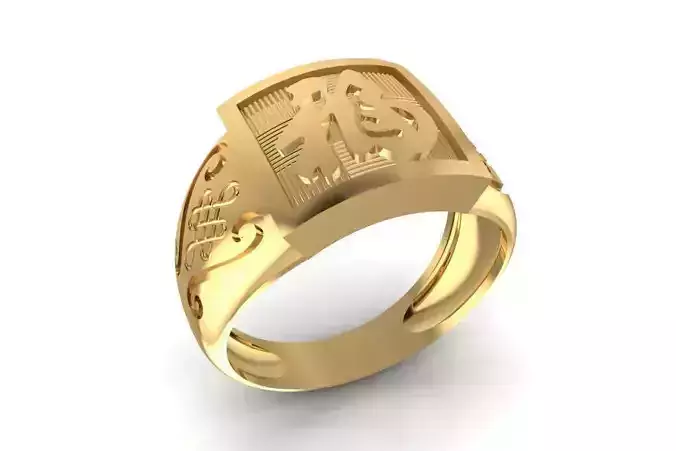 FengShui 24k Gold Ring For Men 1960 3D print model