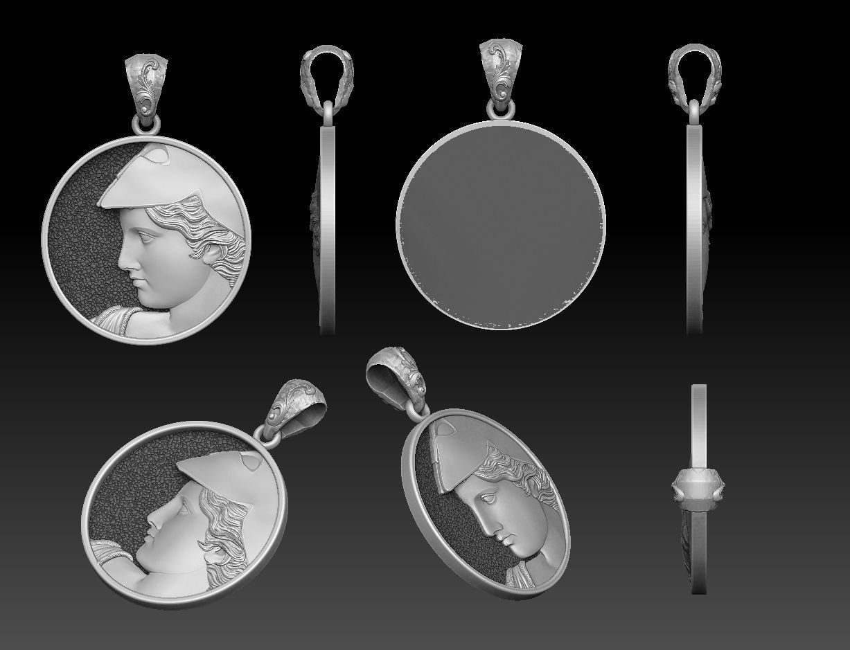 athena goddess pendant 3 versions 3D print model_10