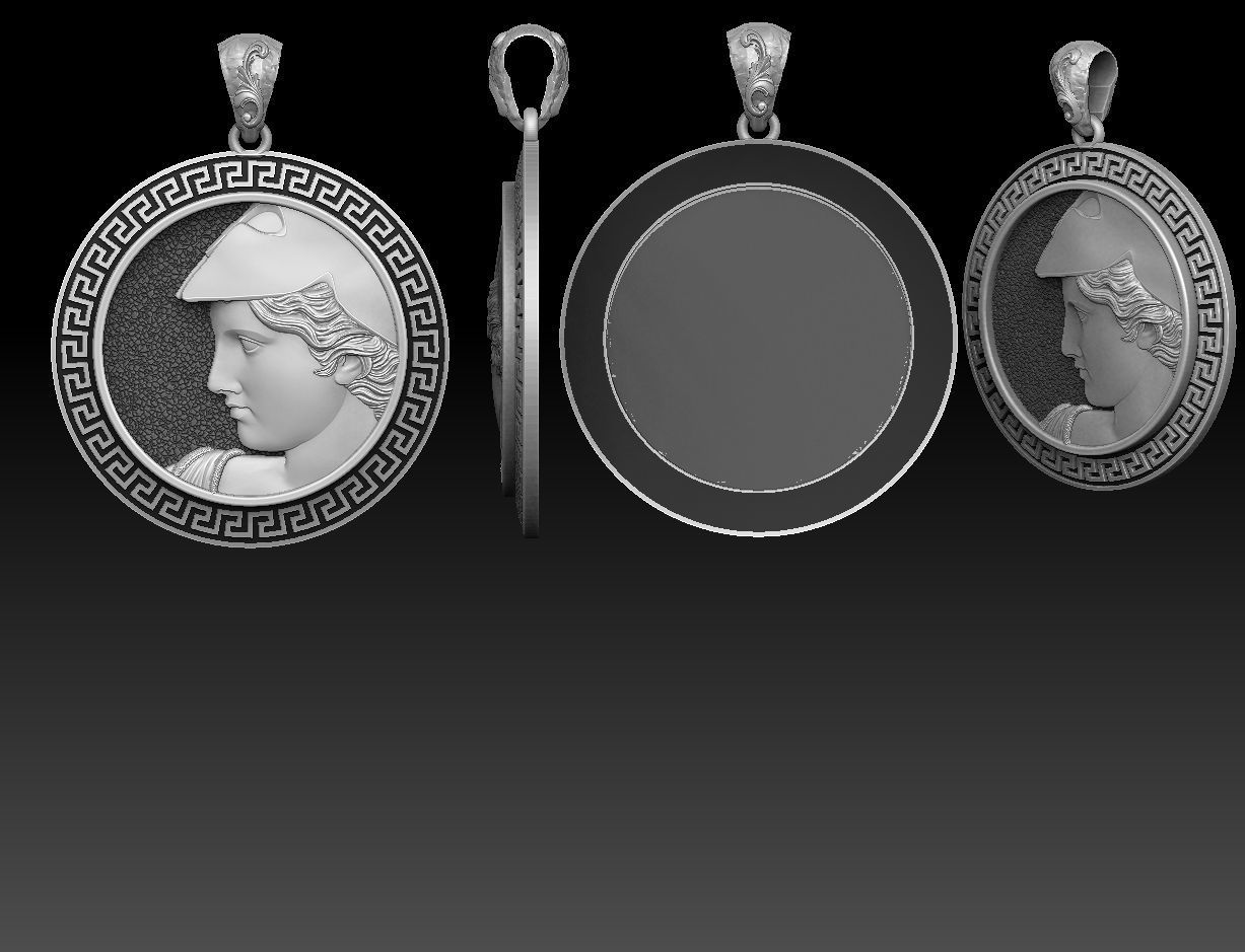 athena goddess pendant 3 versions 3D print model_9