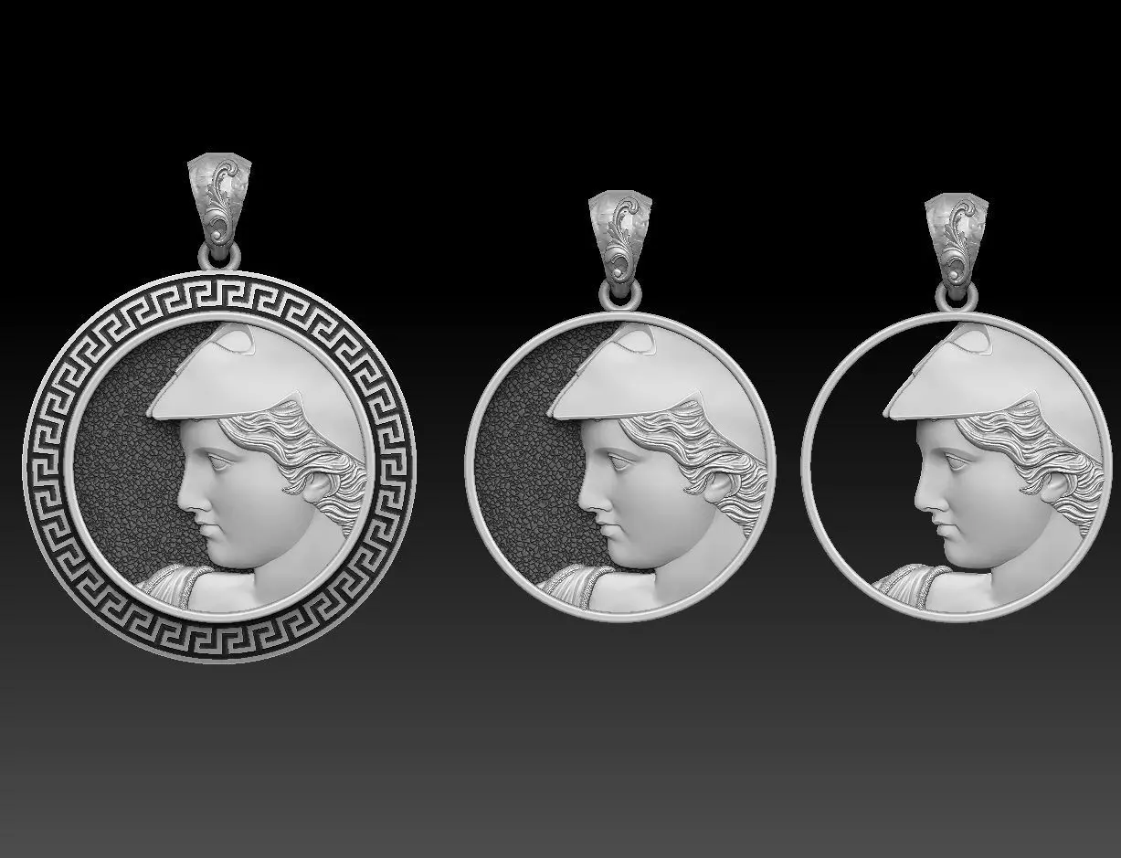 athena goddess pendant 3 versions 3D print model_0