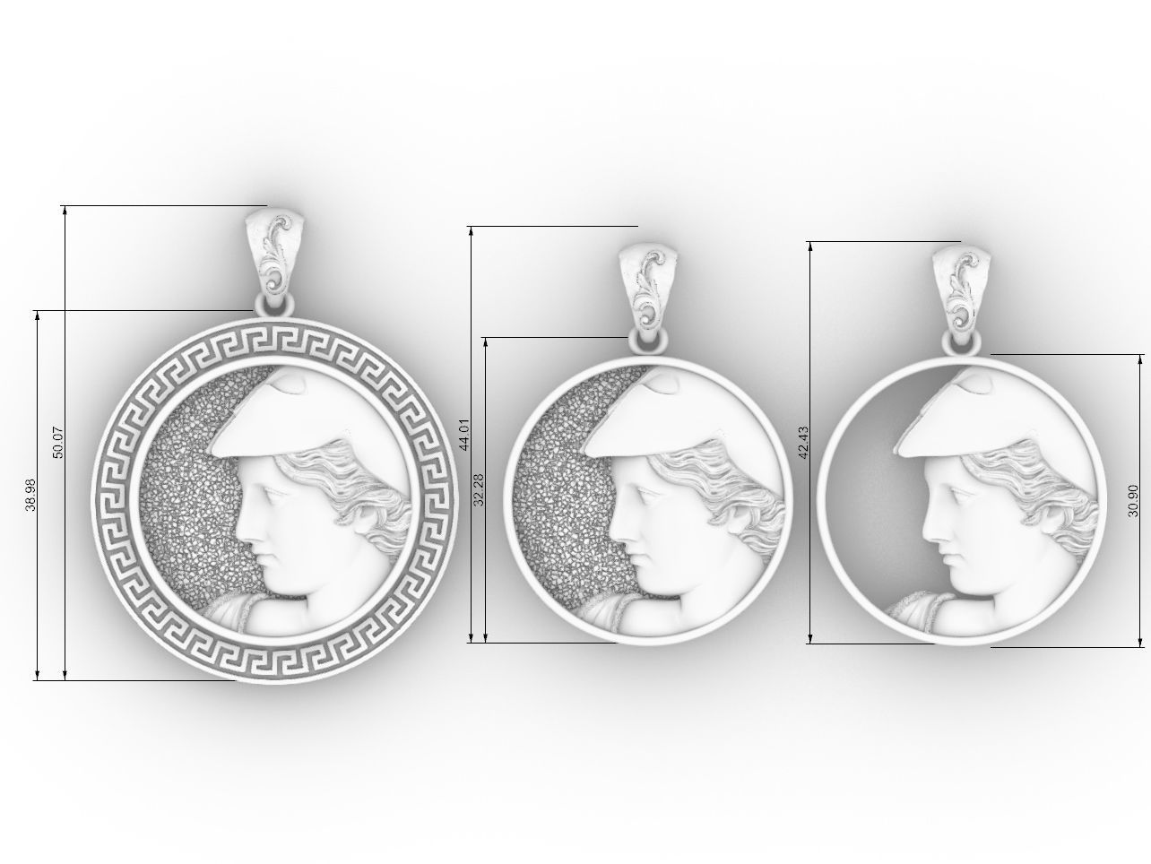athena goddess pendant 3 versions 3D print model_5